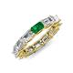 4 - Beverly 5x3 mm Emerald Cut Forever Brilliant Moissanite and Emerald Eternity Band 