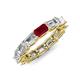 4 - Beverly 5x3 mm Emerald Cut Forever Brilliant Moissanite and Ruby Eternity Band 
