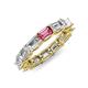 4 - Beverly 5x3 mm Emerald Cut Forever Brilliant Moissanite and Pink Tourmaline Eternity Band 