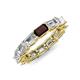 4 - Beverly 5x3 mm Emerald Cut Forever Brilliant Moissanite and Red Garnet Eternity Band 