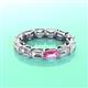 3 - Beverly 5x3 mm Emerald Cut Forever One Moissanite and Pink Sapphire Eternity Band 