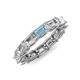 4 - Beverly 5x3 mm Emerald Cut Forever One Moissanite and Aquamarine Eternity Band 