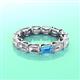 3 - Beverly 5x3 mm Emerald Cut Forever One Moissanite and Blue Topaz Eternity Band 