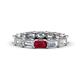1 - Beverly 5x3 mm Emerald Cut Forever One Moissanite and Ruby Eternity Band 