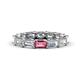 1 - Beverly 5x3 mm Emerald Cut Forever One Moissanite and Pink Tourmaline Eternity Band 
