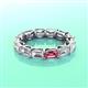3 - Beverly 5x3 mm Emerald Cut Forever One Moissanite and Pink Tourmaline Eternity Band 