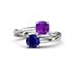 1 - Jianna 6.00 mm Cushion Amethyst and Round Blue Sapphire 2 Stone Promise Ring 
