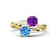 1 - Jianna 6.00 mm Cushion Amethyst and Round Blue Topaz 2 Stone Promise Ring 