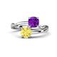 1 - Jianna 6.00 mm Cushion Amethyst and Round Lab Created Yellow Sapphire 2 Stone Promise Ring 
