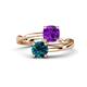 1 - Jianna 6.00 mm Cushion Amethyst and Round Blue Diamond 2 Stone Promise Ring 