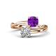 1 - Jianna 6.00 mm Cushion Amethyst and GIA Certified Round Natural Diamond 2 Stone Promise Ring 