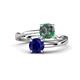 1 - Jianna 6.00 mm Cushion Lab Created Alexandrite and Round Blue Sapphire 2 Stone Promise Ring 