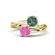 1 - Jianna 6.00 mm Cushion Lab Created Alexandrite and Round Lab Created Pink Sapphire 2 Stone Promise Ring 