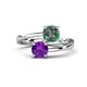 1 - Jianna 6.00 mm Cushion Lab Created Alexandrite and Round Amethyst 2 Stone Promise Ring 