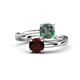 1 - Jianna 6.00 mm Cushion Lab Created Alexandrite and Round Red Garnet 2 Stone Promise Ring 