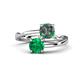 1 - Jianna 6.00 mm Cushion Lab Created Alexandrite and Round Emerald 2 Stone Promise Ring 