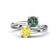 1 - Jianna 6.00 mm Cushion Lab Created Alexandrite and Round Lab Created Yellow Sapphire 2 Stone Promise Ring 