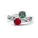 1 - Jianna 6.00 mm Cushion Lab Created Alexandrite and Round Ruby 2 Stone Promise Ring 