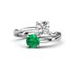 1 - Jianna IGI Certified 6.00 mm Cushion Lab Grown Diamond and Round Emerald 2 Stone Promise Ring 