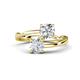 1 - Jianna IGI Certified 6.00 mm Cushion Lab Grown Diamond and Round White Sapphire 2 Stone Promise Ring 