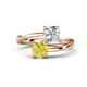 1 - Jianna IGI Certified 6.00 mm Cushion Lab Grown Diamond and Round Yellow Diamond 2 Stone Promise Ring 