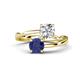 1 - Jianna IGI Certified 6.00 mm Cushion Lab Grown Diamond and Round Iolite 2 Stone Promise Ring 