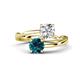 1 - Jianna IGI Certified 6.00 mm Cushion Lab Grown Diamond and Round Blue Diamond 2 Stone Promise Ring 
