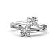 1 - Jianna IGI Certified 6.00 mm Cushion Lab Grown Diamond and Round Forever One Moissanite 2 Stone Promise Ring 
