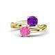 1 - Jianna 6.00 mm Cushion Amethyst and Round Lab Created Pink Sapphire 2 Stone Promise Ring 