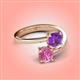 4 - Jianna 6.00 mm Cushion Amethyst and Round Lab Created Pink Sapphire 2 Stone Promise Ring 