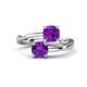 1 - Jianna 6.00 mm Cushion and Round Amethyst 2 Stone Promise Ring 