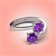 4 - Jianna 6.00 mm Cushion and Round Amethyst 2 Stone Promise Ring 