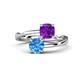 1 - Jianna 6.00 mm Cushion Amethyst and Round Blue Topaz 2 Stone Promise Ring 