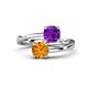 1 - Jianna 6.00 mm Cushion Amethyst and Round Citrine 2 Stone Promise Ring 