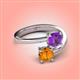 4 - Jianna 6.00 mm Cushion Amethyst and Round Citrine 2 Stone Promise Ring 