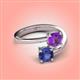 4 - Jianna 6.00 mm Cushion Amethyst and Round Iolite 2 Stone Promise Ring 