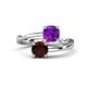 1 - Jianna 6.00 mm Cushion Amethyst and Round Red Garnet 2 Stone Promise Ring 