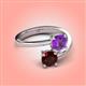 4 - Jianna 6.00 mm Cushion Amethyst and Round Red Garnet 2 Stone Promise Ring 