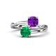 1 - Jianna 6.00 mm Cushion Amethyst and Round Emerald 2 Stone Promise Ring 