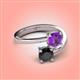 4 - Jianna 6.00 mm Cushion Amethyst and Round Black Diamond 2 Stone Promise Ring 