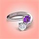 4 - Jianna 6.00 mm Cushion Amethyst and Round White Sapphire 2 Stone Promise Ring 