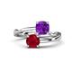 1 - Jianna 6.00 mm Cushion Amethyst and Round Ruby 2 Stone Promise Ring 