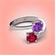 4 - Jianna 6.00 mm Cushion Amethyst and Round Ruby 2 Stone Promise Ring 