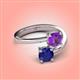 4 - Jianna 6.00 mm Cushion Amethyst and Round Blue Sapphire 2 Stone Promise Ring 