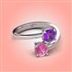 4 - Jianna 6.00 mm Cushion Amethyst and Round Lab Created Pink Sapphire 2 Stone Promise Ring 