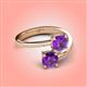4 - Jianna 6.00 mm Cushion and Round Amethyst 2 Stone Promise Ring 