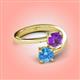 4 - Jianna 6.00 mm Cushion Amethyst and Round Blue Topaz 2 Stone Promise Ring 