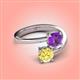 4 - Jianna 6.00 mm Cushion Amethyst and Round Lab Created Yellow Sapphire 2 Stone Promise Ring 