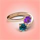 4 - Jianna 6.00 mm Cushion Amethyst and Round Blue Diamond 2 Stone Promise Ring 