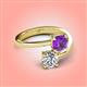 4 - Jianna 6.00 mm Cushion Amethyst and Round Forever Brilliant Moissanite 2 Stone Promise Ring 